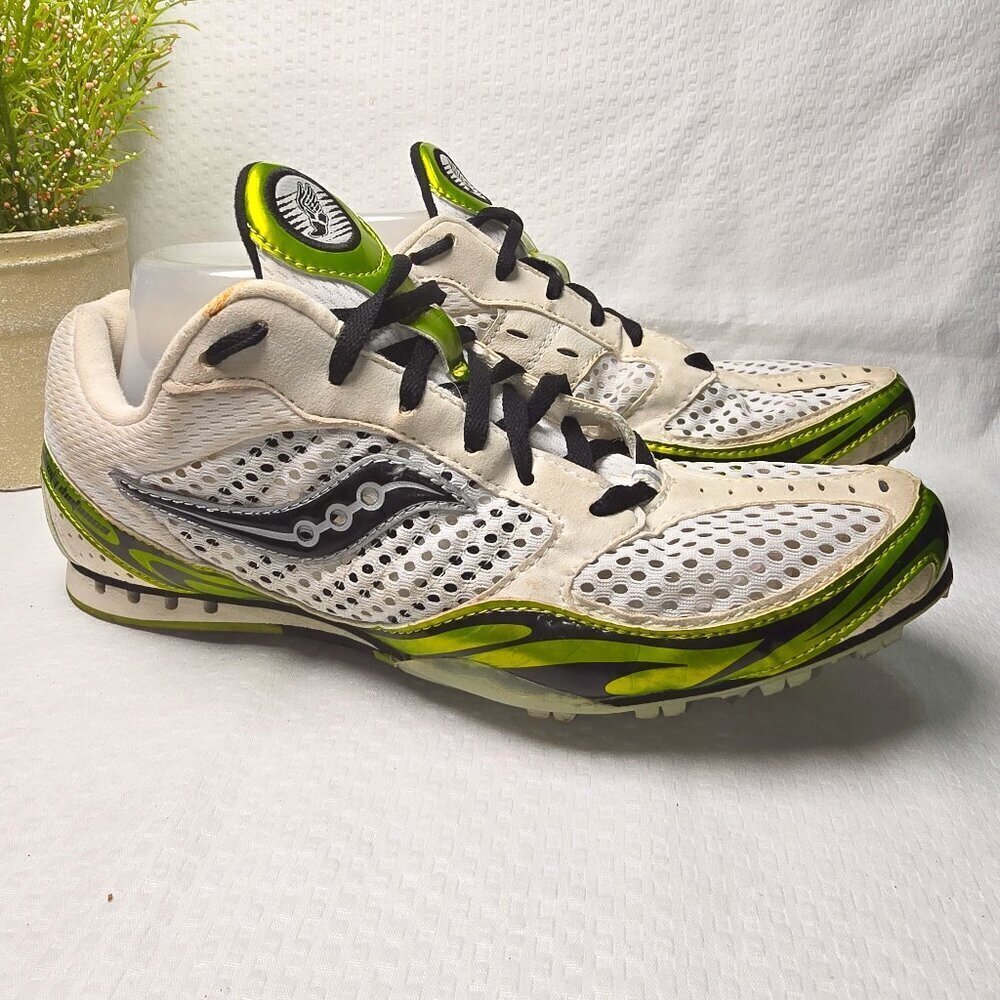 MENS SAUCONY TRACK SHOES SIZE METAL SPIKE MESH TOP VELOCITY DISTANCE SIZE 10